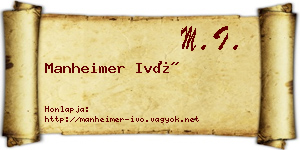 Manheimer Ivó névjegykártya